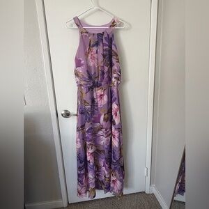 Signature by Robbie Bee Purple Floral Maxi Dress